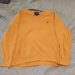 American Eagle Classic Fit V Neck Gold Yellow Sweater